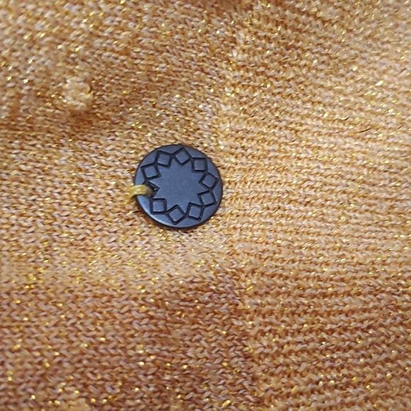 Anthropologie Numph Gold Glitter Knit Retro Cardigan Size Medium - Picture 4 of 7